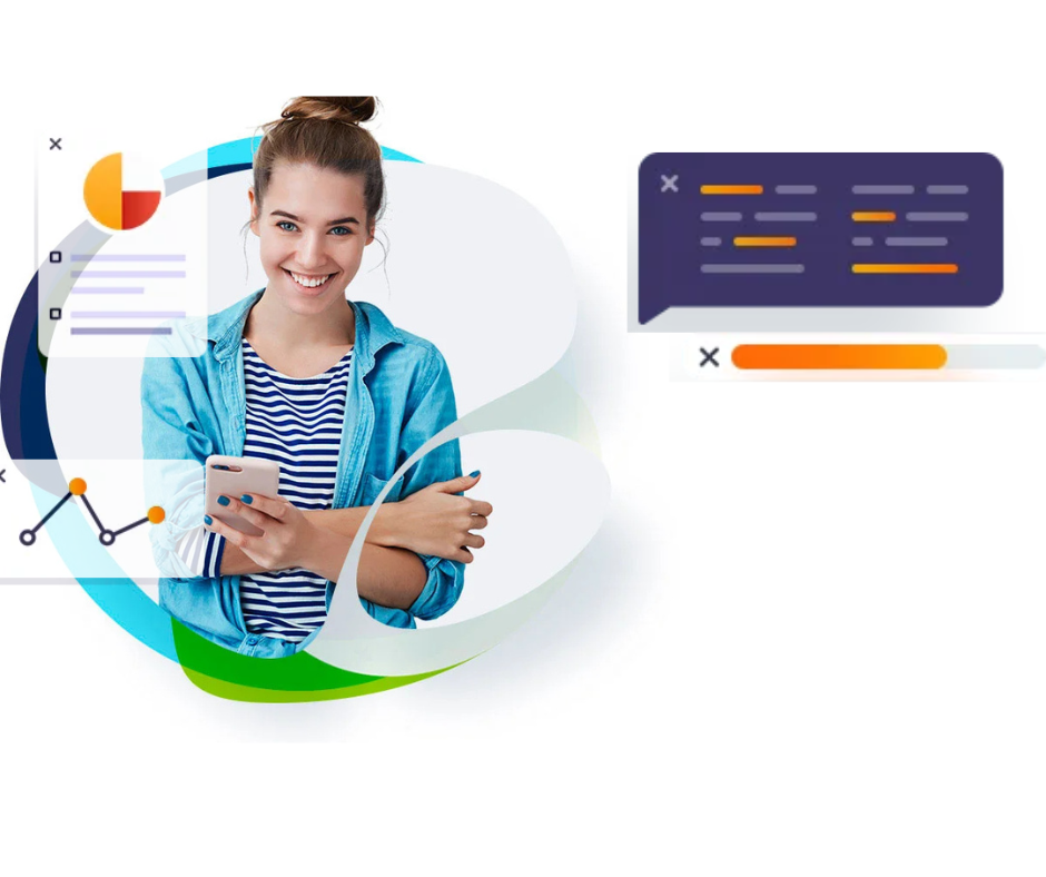 blue and yellow flat website development services facebook post